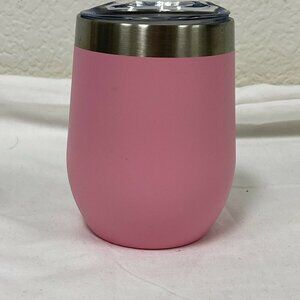 Wine Tumbler Pink 12 Oz Double Wall Stainless Steel Cup Hot/cold Mug Cooler Lid